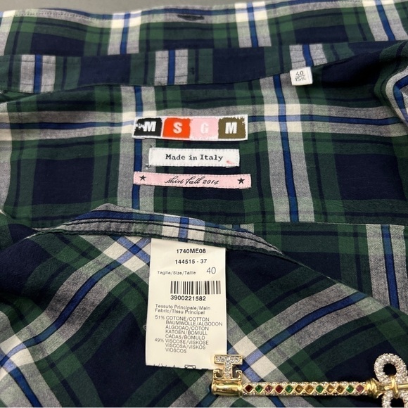 MSGM Viscose Tartan Shirt Made in Italy - Picture 9 of 12